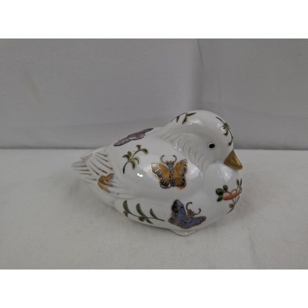 VTG Andrea by Sadek Duck Painted Butterflies Gold Trim Imari White Porcelain